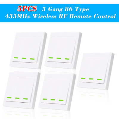 

5PCS eWeLink Push Button Wall Light Switch Remote Controller 3 Gang 86 Type ONOff Switch Panel 433MHz Wireless RF Remote Control