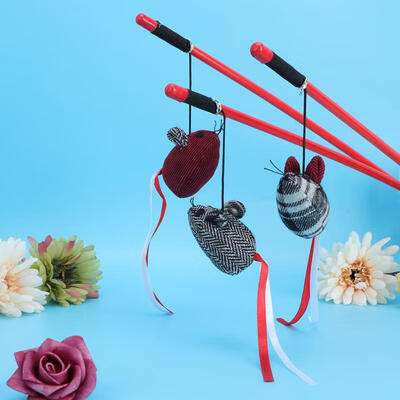 

Greensen 3Pcs Plastic Mouse Shape Kitten Pet Cat Teaser Interactive Dangler Rod Stick Toy