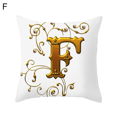 

Golden Alphabet Printed Pattern Pillow Case Cushion Cover Home Sofa Car Decor