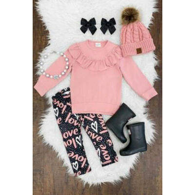 

2Pcs Newborn Kids Baby Girls Long Sleeve Tops Letter Print Pants Outfits Clothes