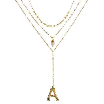 

Gold Color Initial natural freshwater pearl Necklace Personalized Letter Necklace Jewelry For Women Accessories Girlfriend Gift