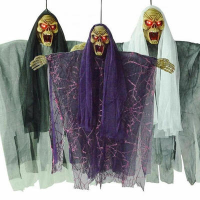 

Halloween Spooky Skeleton Skull Haunted Bar Ghost Hanging Devil Body -Purple