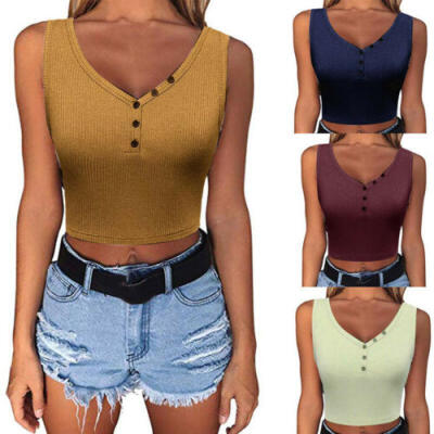 

Womens Summer Slim Sleeveless Vest T Shirt Blouse Lady Boho Tops Plus Size