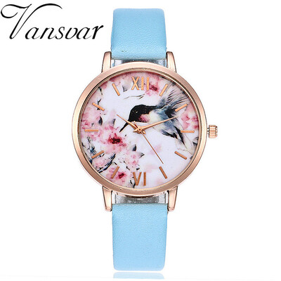 

Beautiful Chinese Style Women Watches Flower Bird Fashion Rose Gold Casual Leather Ladies Wristwatches Female Dress Quartz Clock
