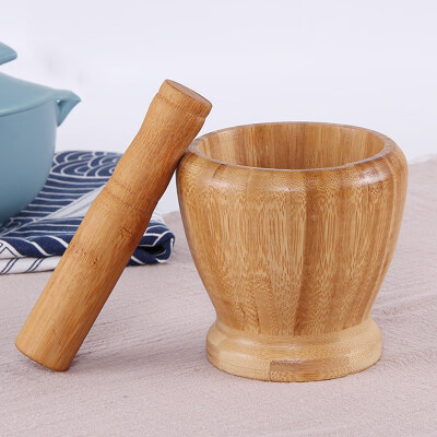 

Natural Home Kitchen Bamboo Garlic Press Pot Pedestal Bowl Masher Grinder 95