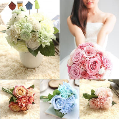 

Artificial Rose Silk Fake Flowers Wedding Bridal Party Bouquet Floral Home Decor