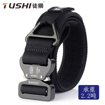 

Aviation aluminum buckle outdoor tactical male training belt Load-bearing rescue rappelling safety nylon outer belt
