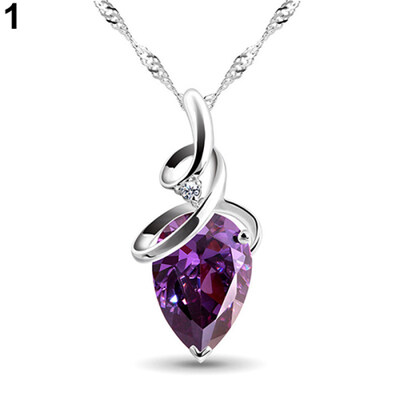 

Womens Twist Waterdrop Zircon Pendent Chain Choker Charm Necklace Jewelry