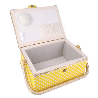 

Greensen Handmade Sewing Basket Household Fabric Craft Thread Needle Storage Box Organizer Flip Type