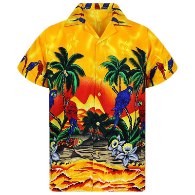 

Toponeto Mens Hawaiian Shirt Stag Beach Hawaiian Print Party Summer Holiday Fancy Blouse