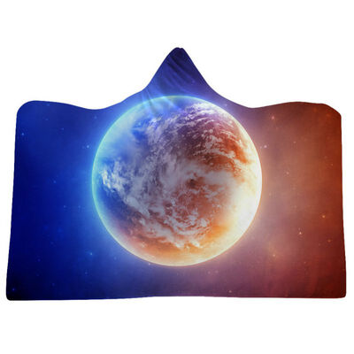 

Universe Galaxy Print Soft Fluffy Wearable Blankets Nebula Hooded Throw Wrap Robe For Adults & Kids Home Bedding