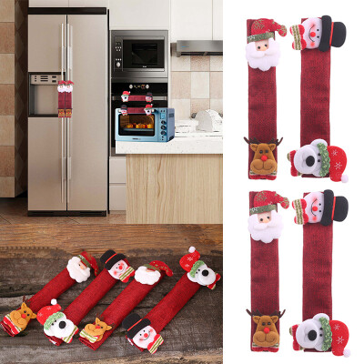 

4pcs Snowman Christmas Xmas Refrigerator Microwave Oven Door Handle Decor Cover