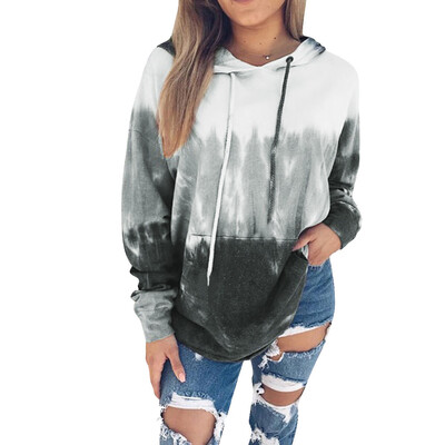 

Gradient Printed Hooded Long Sleeve Plus Velvet Sweatshirts
