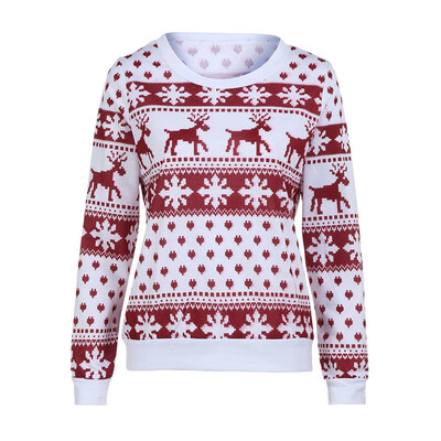 

Xmas Christmas Sweater Lady Winter Autumn Fashion Floral SnowflakeElk Print