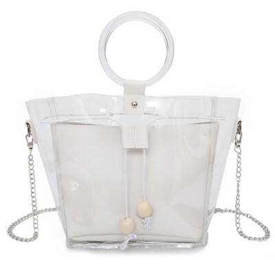 

Tailored Women Shoulder Bag Clear Transparent Drawstring Girls Composite Bag Handbags