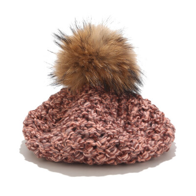 

Tailored Fashion Women Winter Knit Hat Foxes Ball Collar Set Thick Warm Solid Earmuff Hat