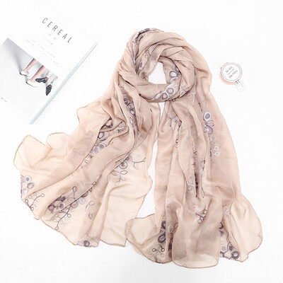 

New spring&summer simulation silk embroidered silk scarf long retro embroidery scarf air conditioning shawl simulation silk scarf