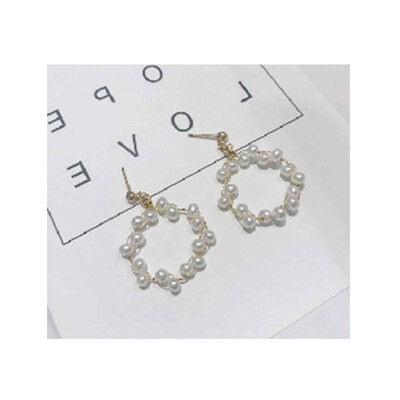 

Qingtian zhenzhu Handmade Garland Earrings Freshwater Pearl 14k Gold Pearl White 16325