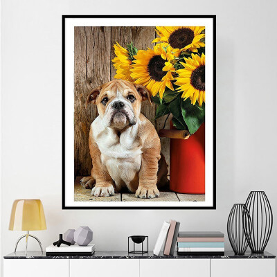 

Diamond Mosaic Dog Diamond Painting Animal Diamond Embroidery Sunflower Cross Stitch Needlework 5d Diy Home Decoration