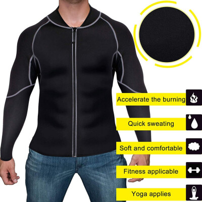 

Toponeto Mens Sweat Weight-loss Body-building Elastic Sport Long Sleeves Jacket Coat Top