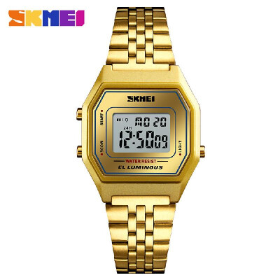 

SKMEI 1345 Women Fashion Casual Sports Wristwatch Analog Digital Watch 3ATM Water Resistant Stainless Steel Strap Backlight Multif