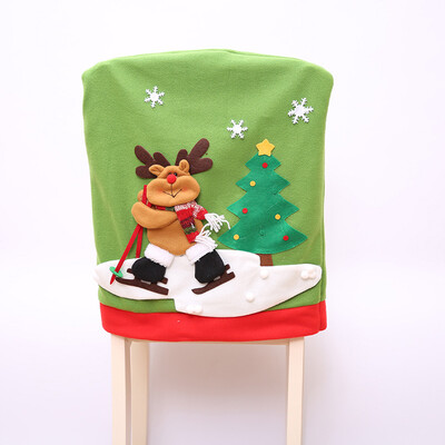 

Christmas Chair Cover Santa Claus Snowman Decorations For Home Chair Back Cover
