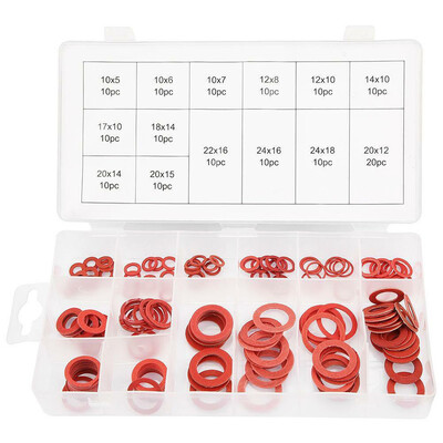 

〖Follure〗Red Steel Paper Fiber Flat Washer Kit Insulation Washer Assorted 14 Sizes 150pcs