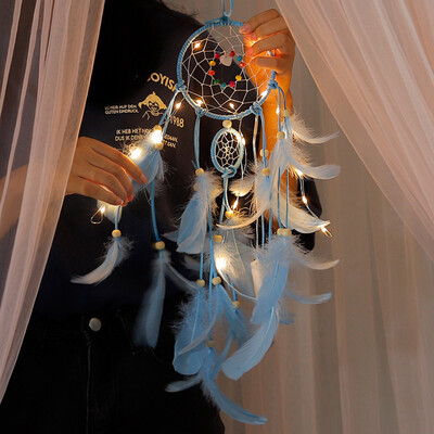 

Siaonvr Handmade Dreamcatcher Feathers Night Light Car Wall Hanging Room Home Decor BU