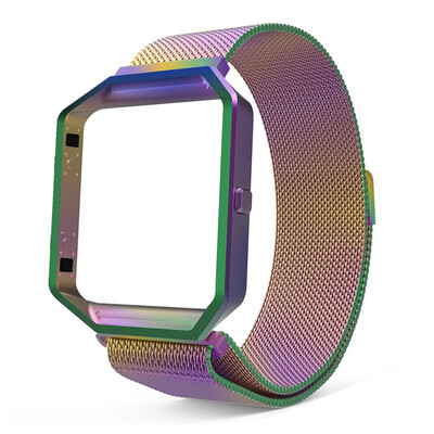 

KNS-7 Magnetic Loop Stainless Steel Strap Watch Band for Fitbit Blaze Tracker with Frame Large Replacement Band Accessories for Wo