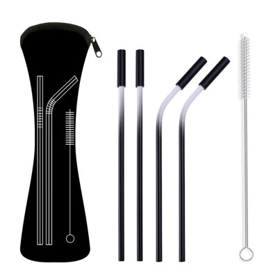 

4Pcs Reusable Drinking Straw With Bag Travel Outdoor Household Home Kitchen Bar Accessories