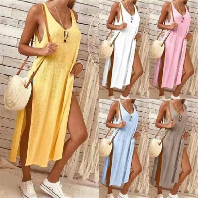 

2019 Europe&the United States Amazon wish summer new solid color womens dress beach skirt black