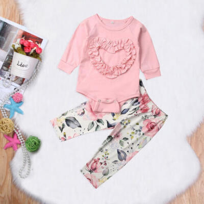 

Cute Kids Baby Girl Ruffle TopsFloral Pants Leggings Outfit Clothes Tracksuit