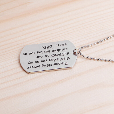 

New Design Silver Color Card Pendant Necklace Creative Letters Necklace For DADHUSBAND FatherS Day Gift Of Love