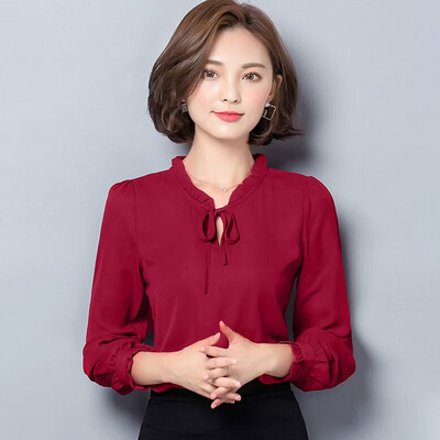 

New Han Fan Chiffon Shirt Womens Long Sleeve White Fashion Shirt