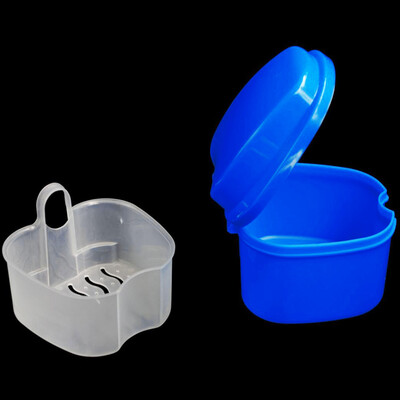 

Siaonvr Denture Bath Box Case Dental False Teeth Storage Box with Hanging Net Container