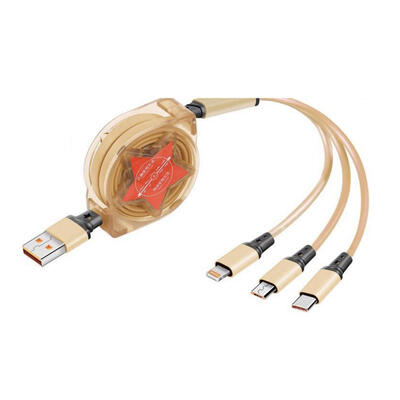 

3-in-1 Charge Cable Retractable Type C Micro USB Lightning Cord