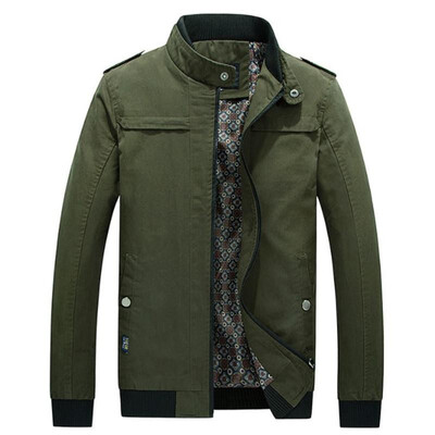 

Fashion Men Winter Solid Color Jacket Stand Collar Long Sleeve Zipper Pocket Button Splicing Casual Coat Outerwear