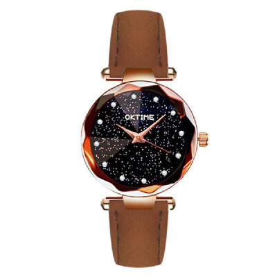 

Women Fashion Brilliant Starry Night Dial Watch Lady Simple Exquisite Metal Quartz Wrist Watch