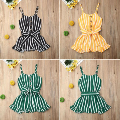 

US Summer Toddler Baby Kids Girls Stripe Romper Bodysuit Jumpsuit Outfit Clothes