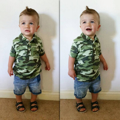 

Toddler Kids Baby Boy Camouflage T Shirt Tops Demin Pants Outfits Clothes Set