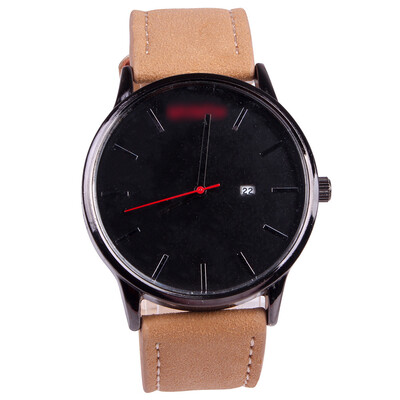 

European&American fashion big dial mens casual watch calendar matte belt watch