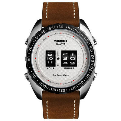 

SKMEI Creative Drum Watch Fashion Business Wristwatch With Leather Strap For Men