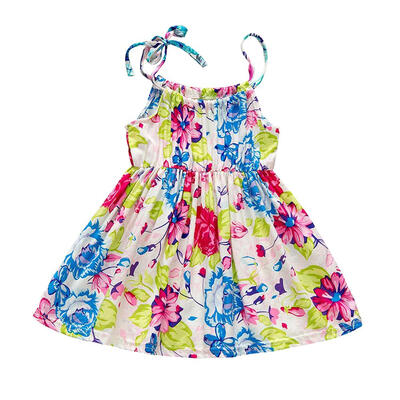 

Floral Print Dress Baby Girls Tunic Sling Summer Kids Princess Dresses