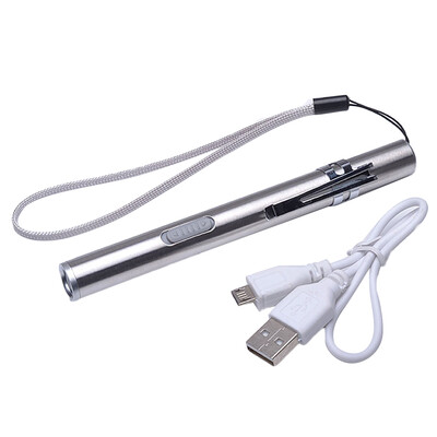 

USB Charging Mini Pocket LED Flashlight Torch Key Chain Keyring Hook Home Outdoor Camping Hiking Accessories