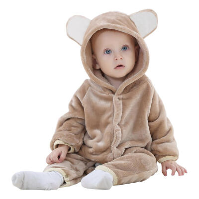 

Newborn Baby Cute Bear Infants Rompers Snap Button Winter Hooded Jumpsuit