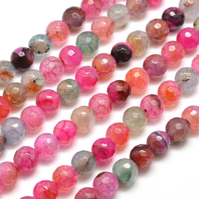 

Dyed Natural Agate Faceted Round Beads Strands HotPink 8mm Hole 1mm about 48pcsstrand 145"