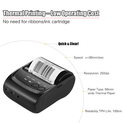 

POS-5802LN Portale Mini 58mm 1 to 8 Wireless USB Thermal Printer Receipt Bill Ticket POS Printing