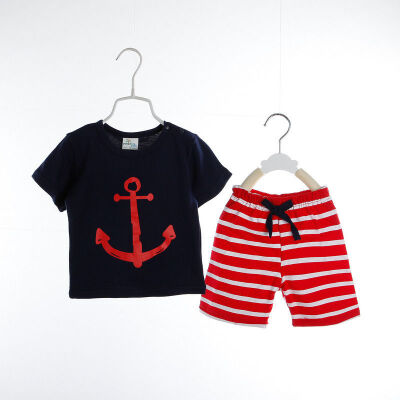 

Summer Toddler Kids Baby Boys Outfits Tops T-shirt Stripe Shorts Clothes Set