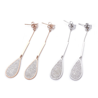 

304 Stainless Steel Dangle Stud Earrings with Polymer Clay Rhinestone Drop Crystal Mixed Color 73mm Pin 07mm