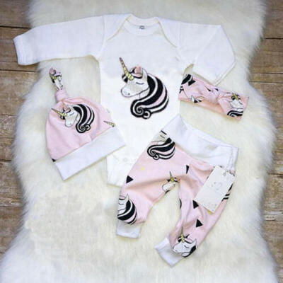 

Newborn Kids Baby Girl Unicorn Outfit RomperLeggings PantsHat Bodysuit Clothes